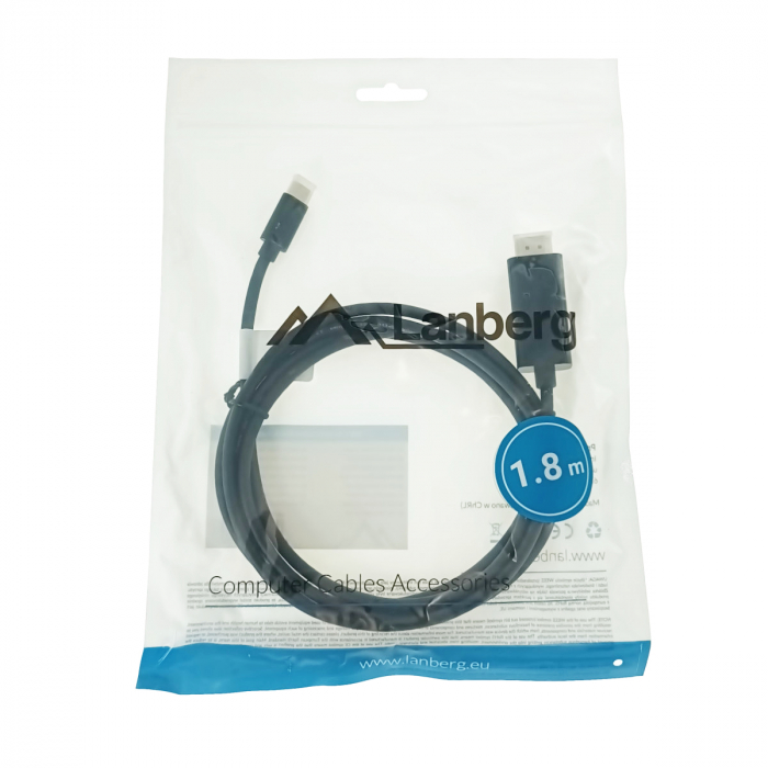 Cablu adaptor USB-C tata la HDMI tata, USB 3.2 gen.2, HDMI 2.0, Lanberg 43677, FHD-144Hz, 4K-60Hz, 18Gb/s, 180cm, negru [5]