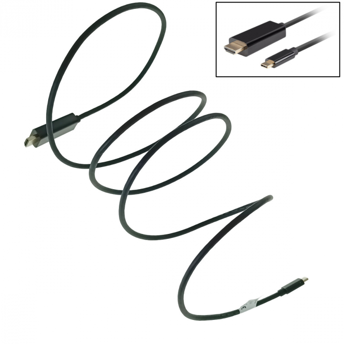 Cablu adaptor USB-C tata la HDMI tata, USB 3.2 gen.2, HDMI 2.0, Lanberg 43677, FHD-144Hz, 4K-60Hz, 18Gb/s, 180cm, negru [4]