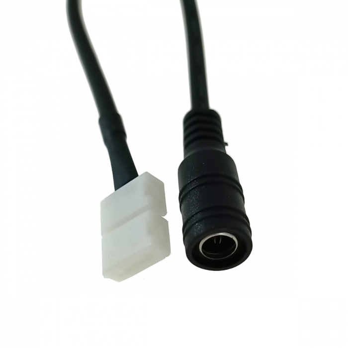 Cablu alimentare benzi Led 8mm, cu conector 2.1/5.5mm mama la conexiune 2 pini, lungime 15cm, negru [5]