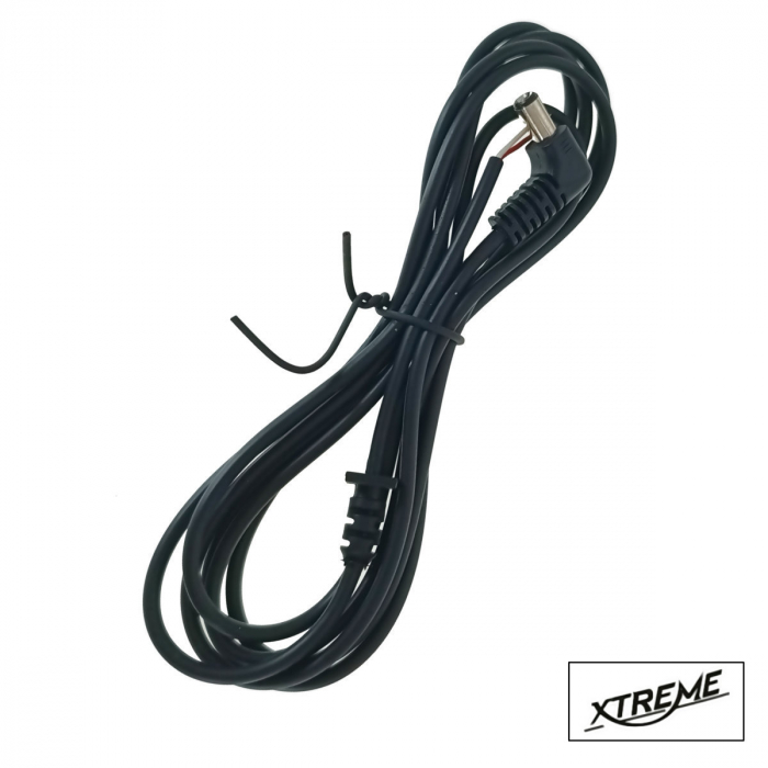 Cablu alimentare DC 2.5/5.5mm, in unghi 90 grade, Xtreme 08711, lungime 1.8m, capat deschis, negru [4]