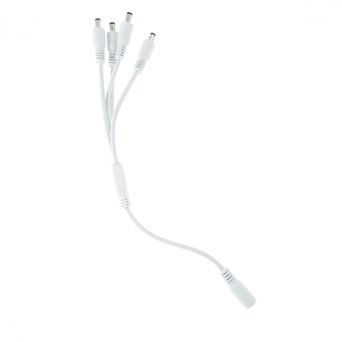 Cablu alimentare splitter 1 la 4, 5.5x2.1 mm, PR-2647-W, 30cm, CC/DC, pentru strip LED, camere, alb [2]