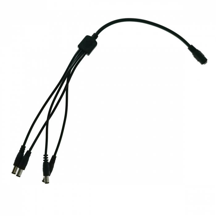Cablu alimentare splitter 1 la 4, 5.5x2.1 mm, PR-5584-BK, 40cm, CC/DC, pentru strip LED, camere, negru [3]