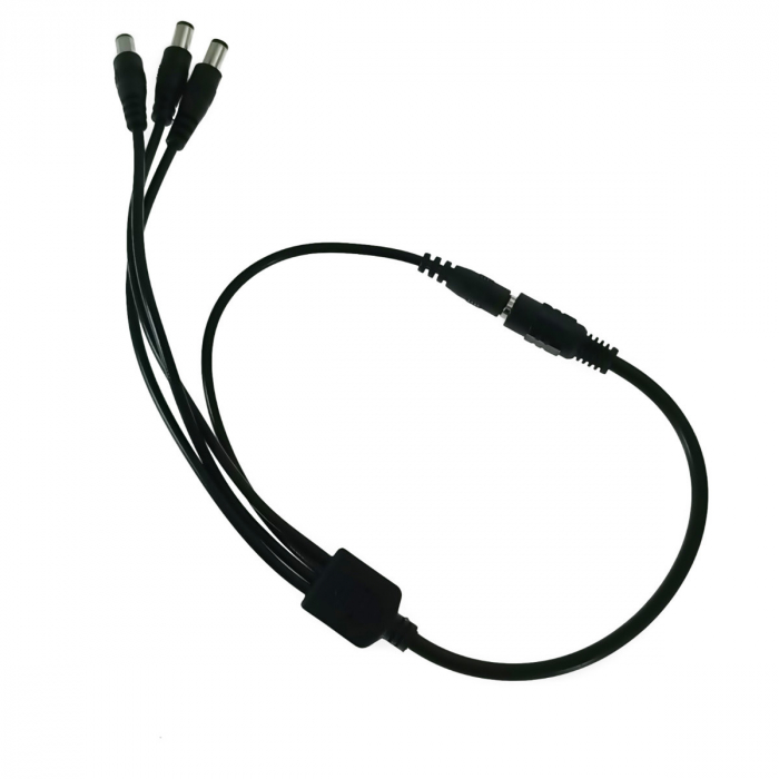 Cablu alimentare splitter 1 la 4, 5.5x2.1 mm, PR-5584-BK, 40cm, CC/DC, pentru strip LED, camere, negru [2]