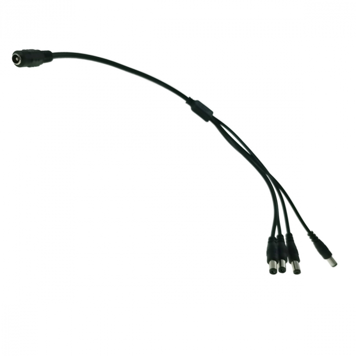 Cablu alimentare splitter 1 la 4, 5.5x2.1 mm, PR-5584-BK, 40cm, CC/DC, pentru strip LED, camere, negru [4]