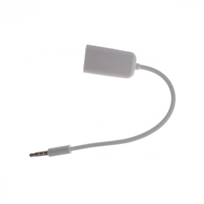Cablu audio adaptor Jack 3.5mm 4 pin tata la 2 x Jack 3.5mm 3 pin mama, lungime 10cm, alb [3]
