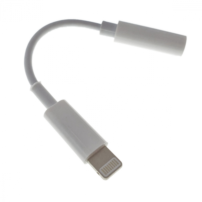 Cablu audio adaptor jack 3.5mm mama la Apple 8 pini Lightning tata, casti audio si microfon, alb [2]