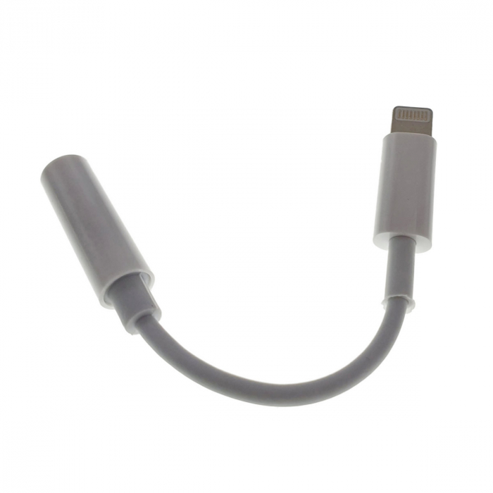 Cablu audio adaptor jack 3.5mm mama la Apple 8 pini Lightning tata, casti audio si microfon, alb [4]