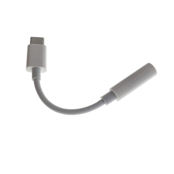 Cablu audio adaptor jack 3.5mm mama la USB Tip C tata, casti audio si microfon, alb [4]