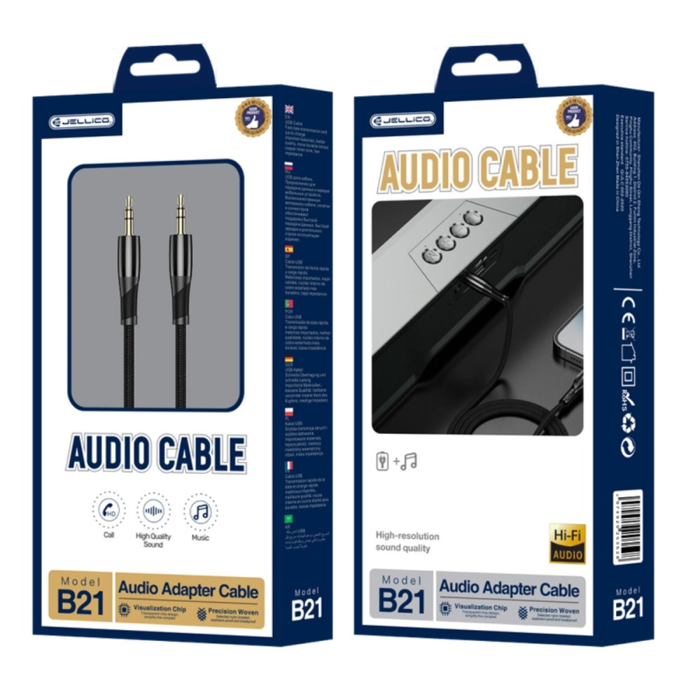Cablu Audio Jack 3.5mm Tata-Tata, Jellico B21, Cu Conectori Auriti si Impletitura Rezistenta, pentru Transfer Audio Hi-Fi la Boxe, Casti, Masina si Dispozitive Mobile [5]