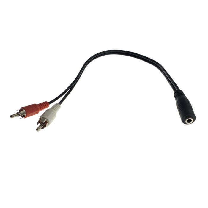 Cablu Audio Jack 3.5mm mama la 2 RCA tata 20cm | Conexiune Stereo pentru Dispozitive Audio [2]
