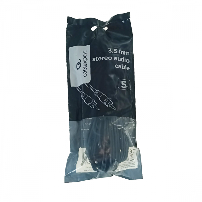 Cablu audio stereo, Cablexpert 02676, cu conector jack 3.5mm tata la jack 3.5mm tata, lungime 5m, negru [3]
