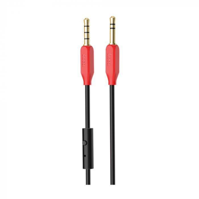 Cablu audio stereo cu microfon, lungime 1 m, Hoco UPA12 AUX, conectori jack 3.5mm tata cu 4 pini si 3 pini, negru [2]