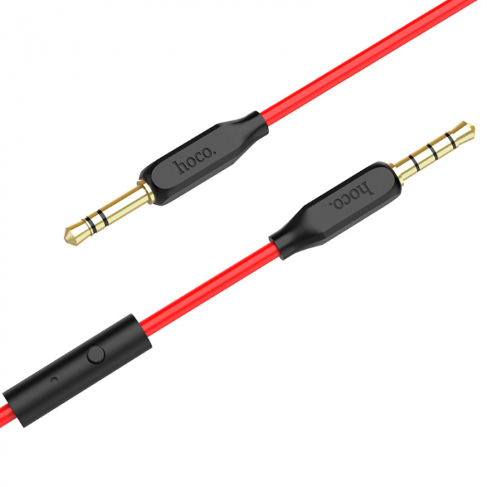 Cablu audio stereo cu microfon, lungime 1 m, Hoco UPA12-AUX, conectori jack 3.5mm tata cu 4 pini si 3 pini, rosu [3]