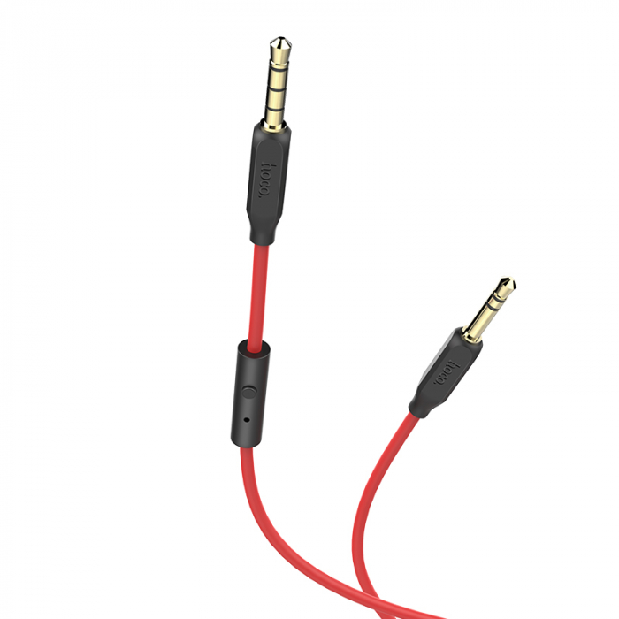 Cablu audio stereo cu microfon, lungime 1 m, Hoco UPA12-AUX, conectori jack 3.5mm tata cu 4 pini si 3 pini, rosu [2]
