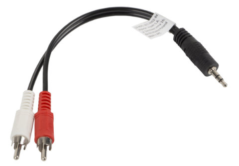 Cablu audio stereo jack 3.5mm tata 3-pin la 2 X RCA tata, Lanberg 41403, lungime 20 cm, negru [4]