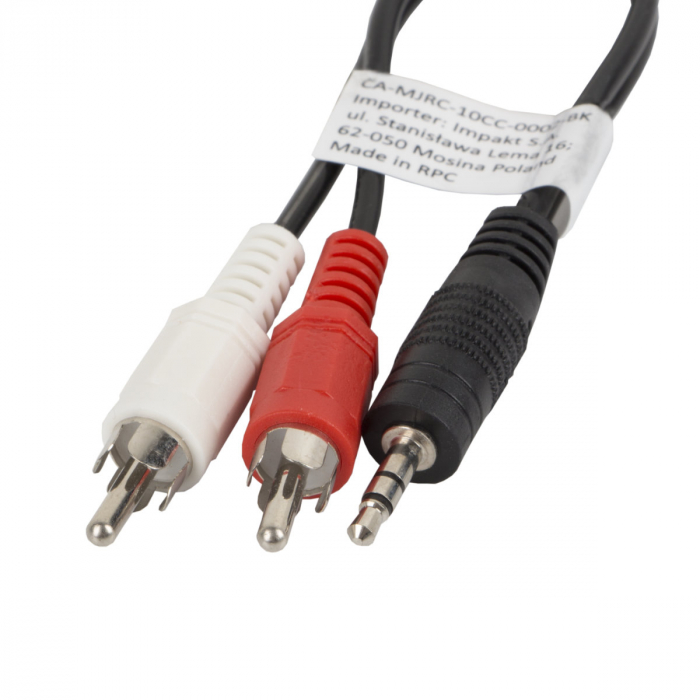 Cablu audio stereo jack 3.5mm tata 3-pin la 2 X RCA tata, Lanberg 41403, lungime 20 cm, negru [2]