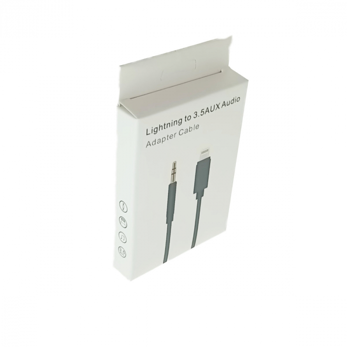 Cablu cu conector jack 3.5 mm la conector tip lightning, 100 cm, in blister, negru [3]