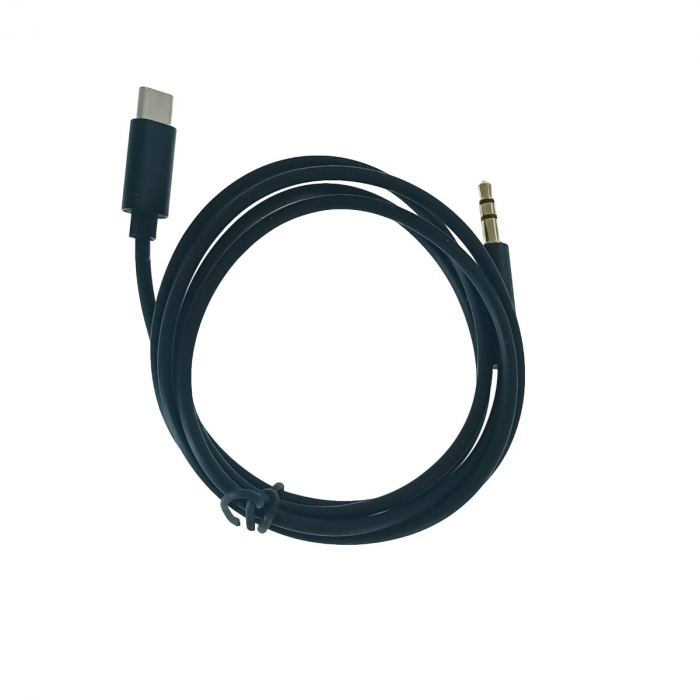 Cablu cu conector jack 3.5 mm la USB-C, 100 cm, in blister, negru [1]