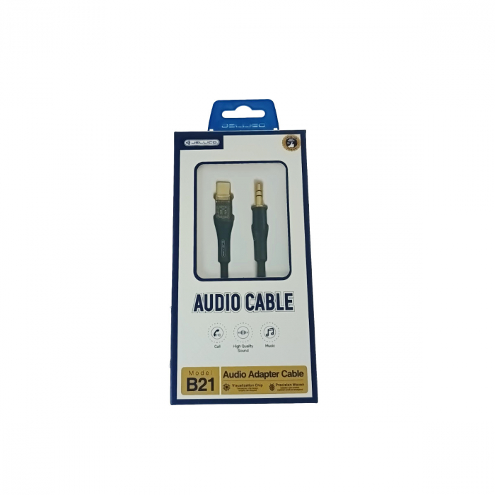 Cablu cu conector jack 3.5 mm la USB-C, Jellico B21, 100 cm, in blister, negru [3]