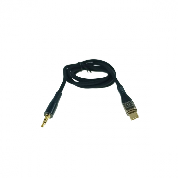 Cablu cu conector jack 3.5 mm la USB-C, Jellico B21, 100 cm, in blister, negru [2]