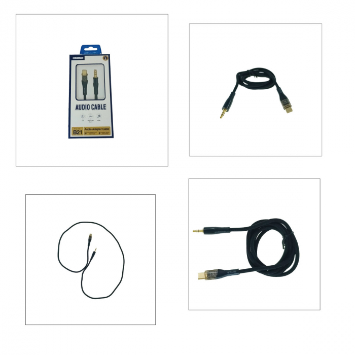 Cablu cu conector jack 3.5 mm la USB-C, Jellico B21, 100 cm, in blister, negru [4]