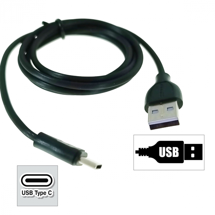 Cablu cu conectori USB-A tata la USB-C tata, 3.1A, lungime 100cm, Jellico YG-10 92130, incarcare, transfer date, negru [3]