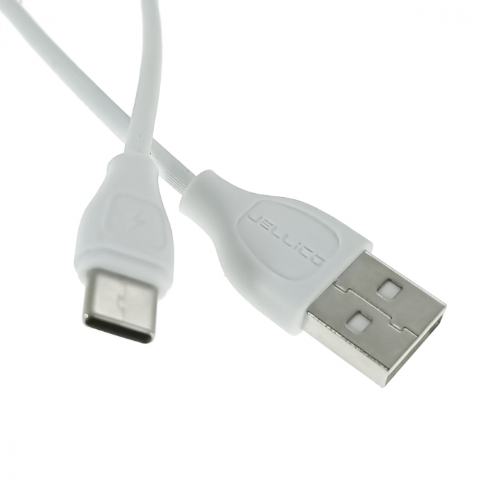 Cablu cu conectori USB-A tata la USB-C tata, 3.1A, lungime 100cm, Jellico YG-10 92131, incarcare, transfer date, alb [3]