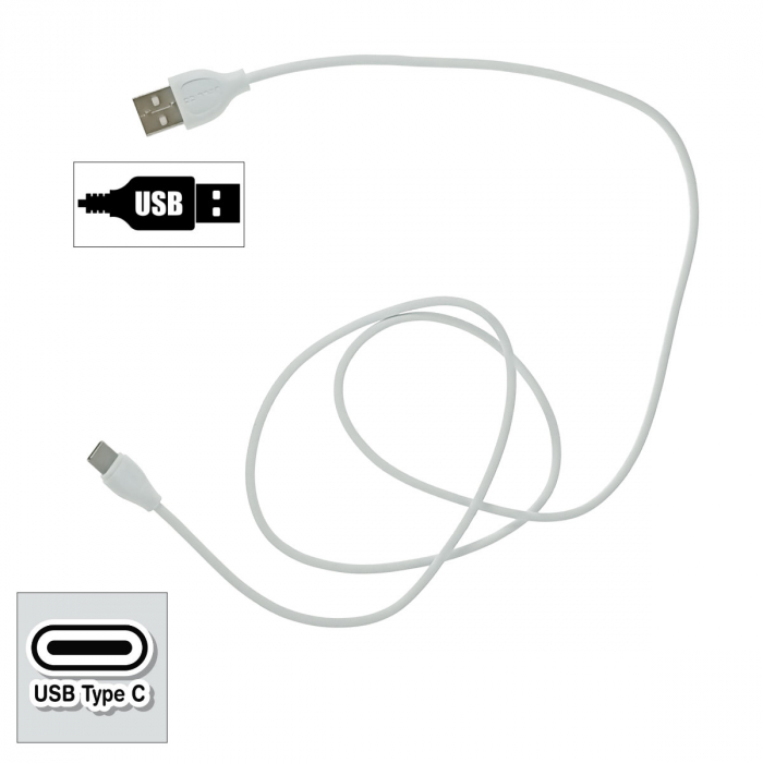 Cablu cu conectori USB-A tata la USB-C tata, 3.1A, lungime 100cm, Jellico YG-10 92131, incarcare, transfer date, alb [4]