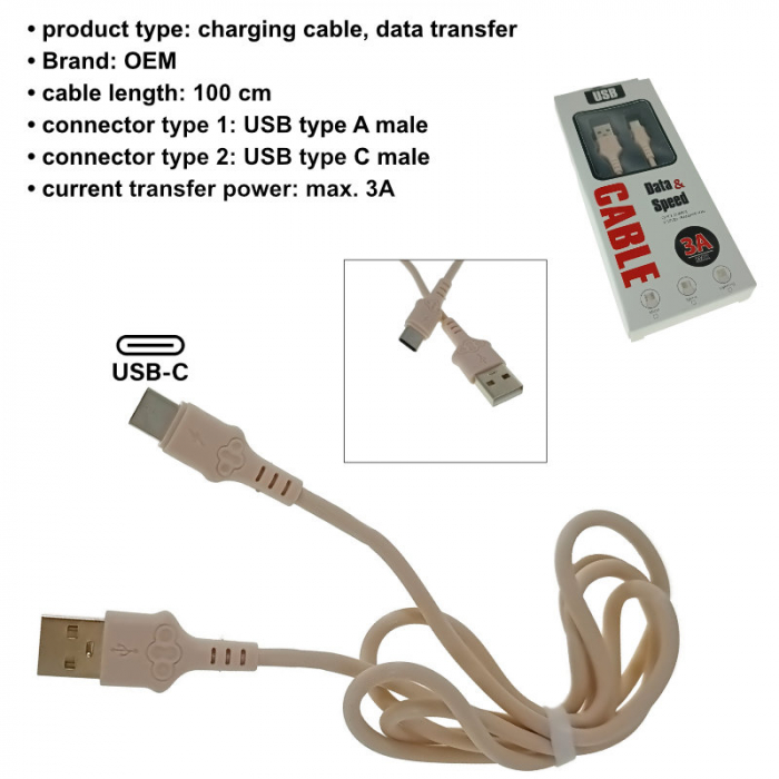 Cablu Cu Conectori Usb A Tata La Usb C Tata A Lungime Cm Cbl P Incarcare Transfer