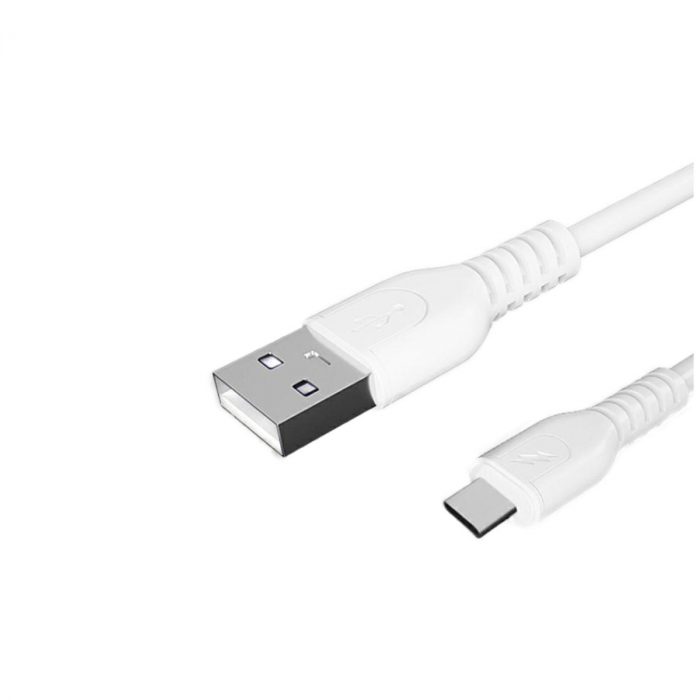 Cablu cu conectori USB-A tata la USB-C tata, 6A, lungime 100cm, Kabel M58, incarcare, transfer date, alb [2]