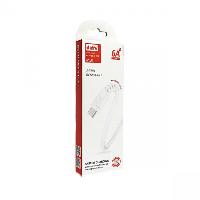Cablu cu conectori USB-A tata la USB-C tata, 6A, lungime 100cm, Kabel M58, incarcare, transfer date, alb [4]