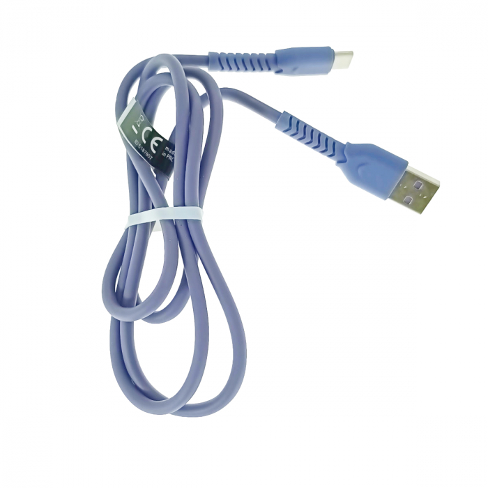 Cablu cu conectori USB-A tata la USB-C tata, Maxlife 75816, incarcare, transfer date, 3A, lungime 100cm, violet [3]