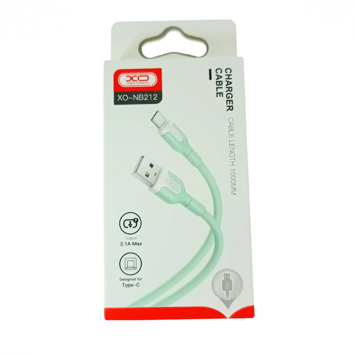 Cablu cu conectori USB-A tata la USB-C tata, XO NB212 82773, incarcare, transfer date, 2.1A, lungime 100cm, verde [5]