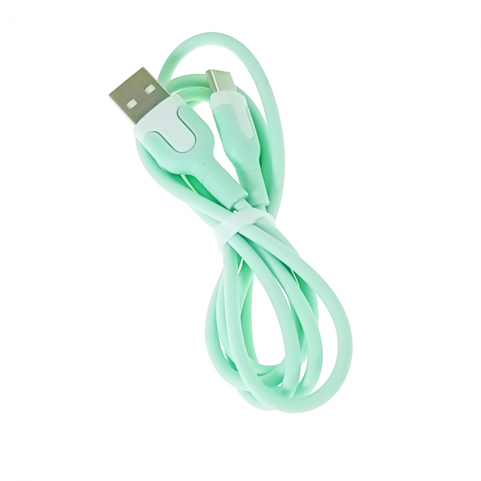 Cablu cu conectori USB-A tata la USB-C tata, XO NB212 82773, incarcare, transfer date, 2.1A, lungime 100cm, verde [4]