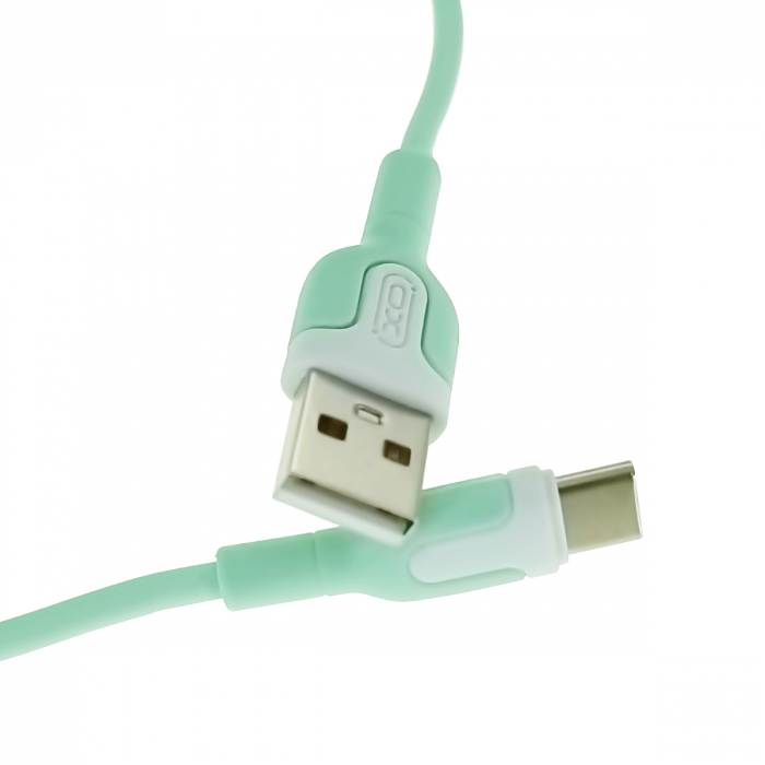 Cablu cu conectori USB-A tata la USB-C tata, XO NB212 82773, incarcare, transfer date, 2.1A, lungime 100cm, verde [3]
