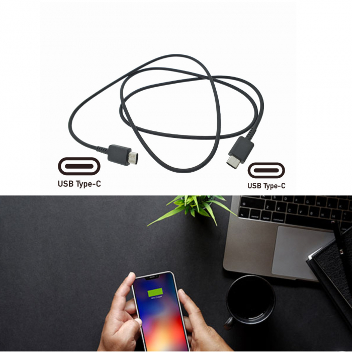 Cablu cu conectori USB-C tata la USB-C tata, EP-DN980BBE GH39-02103A, PD 3A, 1m, negru [4]