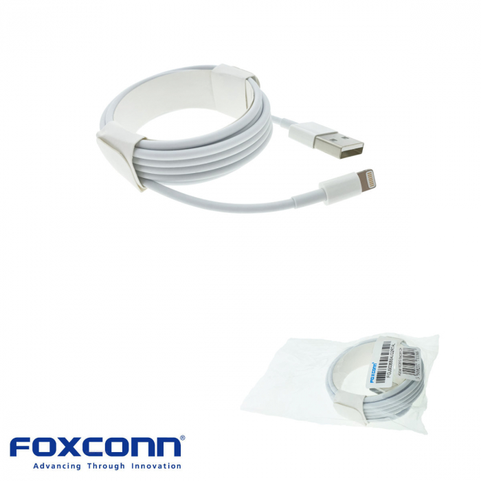 Cablu cu conectori USB tata la 8-pin lightning tata, Foxconn MD819, lungime 2m, alb [3]