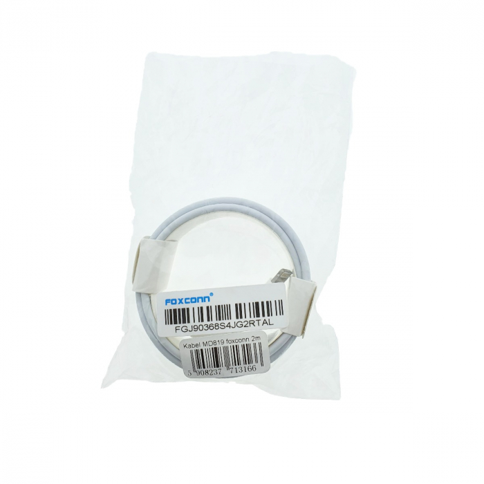 Cablu cu conectori USB tata la 8-pin lightning tata, Foxconn MD819, lungime 2m, alb [5]