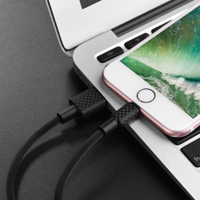 Cablu cu conectori USB tata la Lightning tata, HOCO X29 Superior Style, lungime 1m, 2A, negru [3]