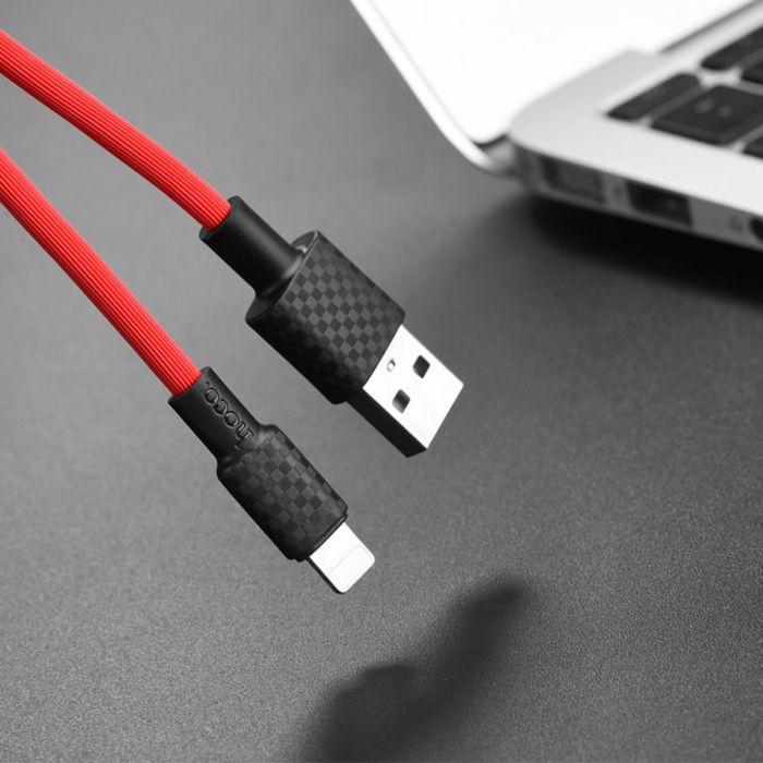Cablu cu conectori USB tata la Lightning tata, HOCO X29R Superior Style, lungime 1m, 2A, rosu [3]