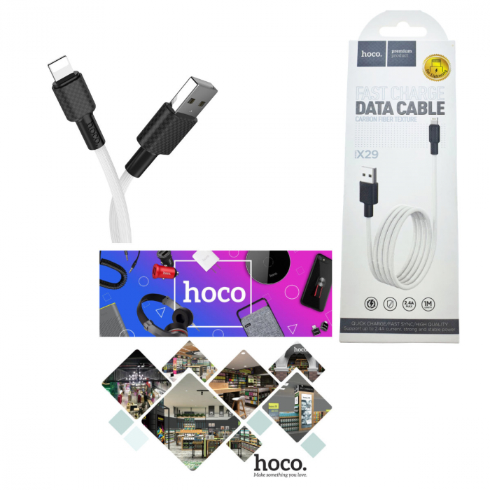 Cablu cu conectori USB tata la Lightning tata, HOCO X29W Superior Style, lungime 1m, 2A, alb [4]
