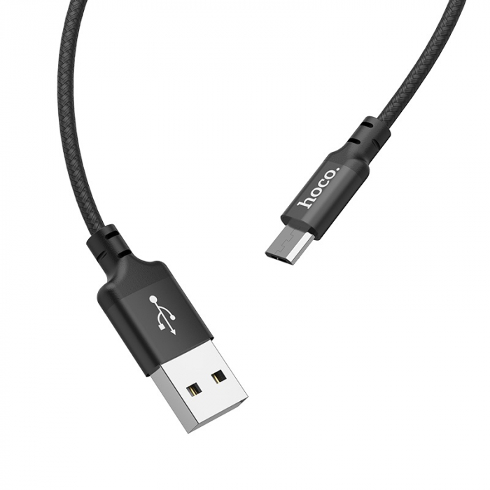 Cablu cu conectori USB tata la microUSB tata, HOCO X14 Times Speed, 2.4 A, lungime 1m, negru [2]
