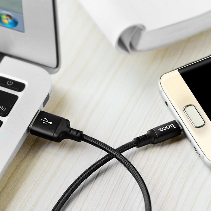 Cablu cu conectori USB tata la microUSB tata, HOCO X14 Times Speed, 2.4 A, lungime 1m, negru [7]