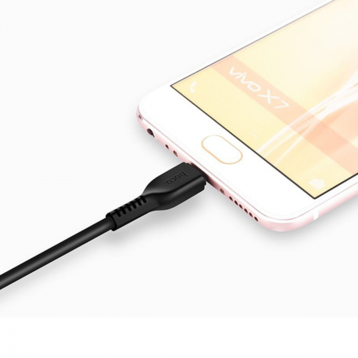 Cablu cu conectori USB tata la microUSB tata, HOCO X20 Desert Camel, 2.4 A, lungime 1m, negru [4]