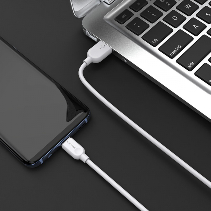 Cablu cu conectori USB tata la USB tip C tata, Borofone BX14 LinkJet, lungime 1m, 3A, alb [3]
