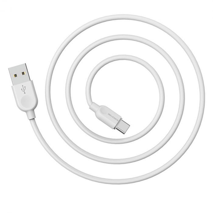 Cablu cu conectori USB tata la USB tip C tata, Borofone BX14 LinkJet, lungime 1m, 3A, alb [2]