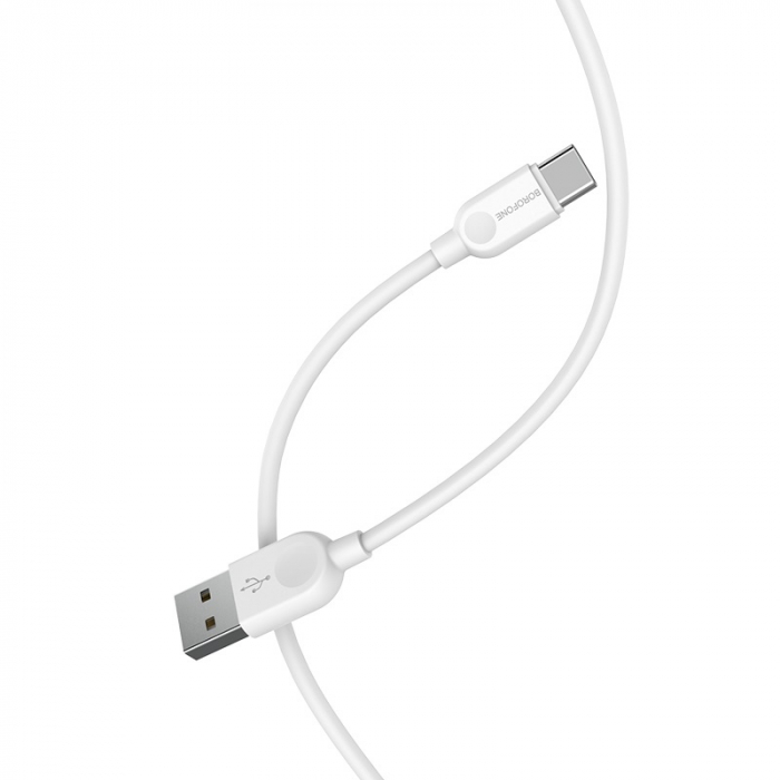 Cablu cu conectori USB tata la USB tip C tata, Borofone BX14 LinkJet, lungime 1m, 3A, alb [7]