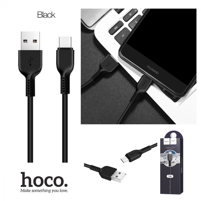 Cablu cu conectori USB tata la USB Tip C tata, HOCO X20 Exotic Radiance, 3A, lungime 1m, negru [3]