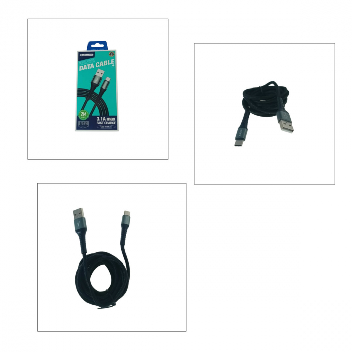 Cablu cu conectori USB tata la USB tip C tata, Jellico B12, lungime 2m, 3.1A, negru [5]