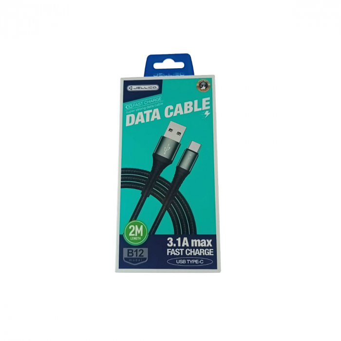 Cablu cu conectori USB tata la USB tip C tata, Jellico B12, lungime 2m, 3.1A, negru [4]
